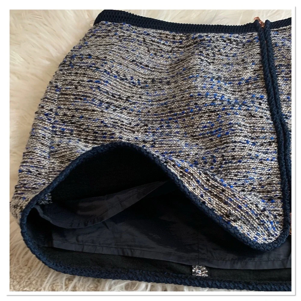 J.Crew Tweed Zip Front Skirt Blue Multicolor Size 12